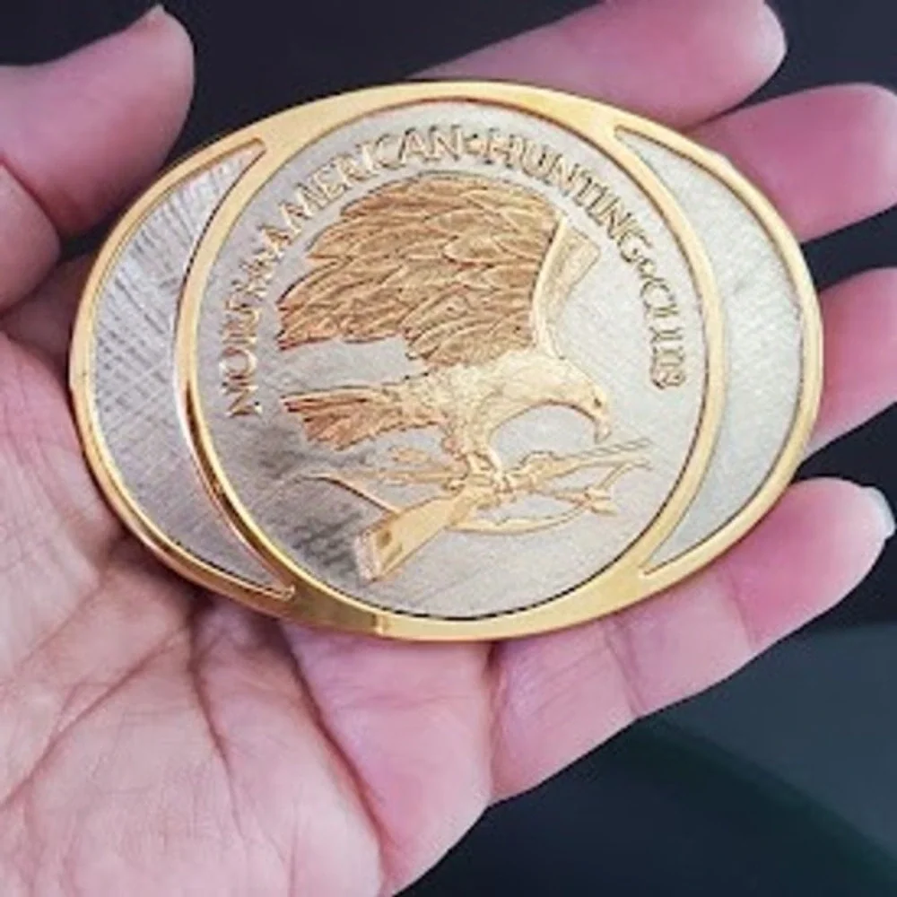 North American Hunting Club Wings of Gold 24k Gold Rhodium Belt Buckle NAHC Gift